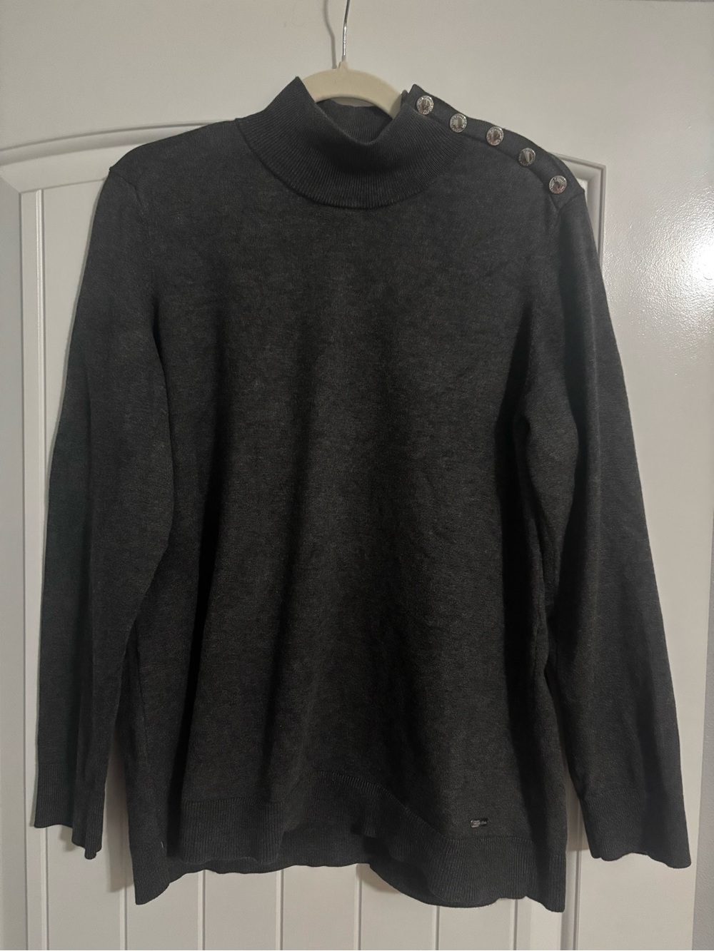 Calvin Klein Charcoal Shoulder-Button Turtleneck Tunic
